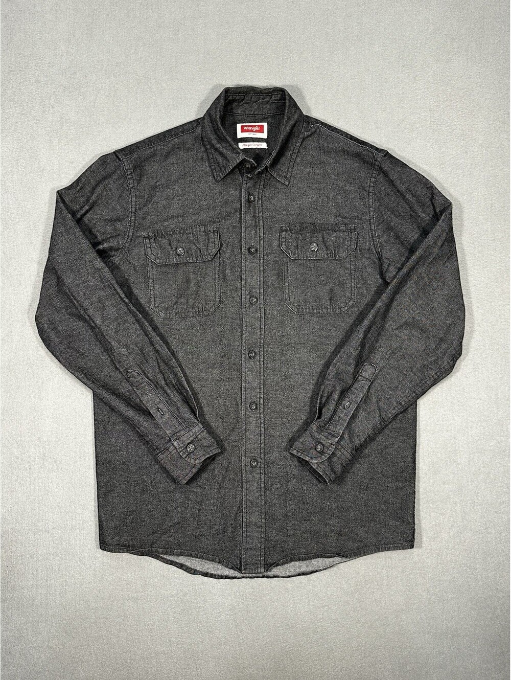 Wrangler Flex Comfort Gray Chambray Button Shirt Mens Large